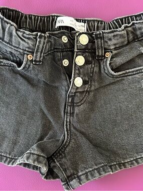 ZARA Kids worn Black Denim Button-Front Shorts